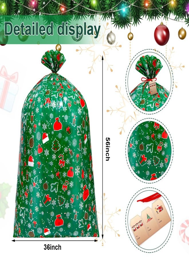 ونسينغ مجموعة أونسينغ من 6 أكياس هدايا كبيرة لعيد الميلاد، مقاس 36 × 56 بوصة، أكياس هدايا عملاقة لألعاب الأطفال مع 3 ملصقات وأربطة، اللون ج - Image 2